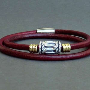 Double Wrap Leather Bracelet Beaded Wrap Boho Bracelet Unisex Leather Bracelet Adjustable