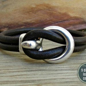 Sterlingzilver 925 heren leren armband manchet nautische haakarmband heren vriendje cadeau jubileumcadeau aangepast aan je pols