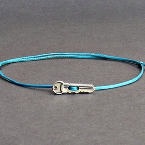 Men&#39;s Cord Bracelet: Silver Key Charm, Adjustable Friendship Jewelry