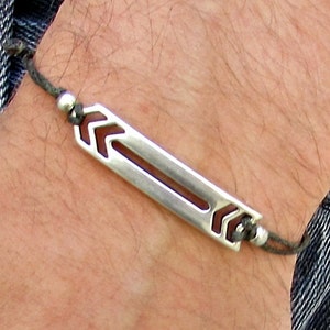 Adjustable Arrow Cord Bracelet or Anklet: Antique Silver Charm