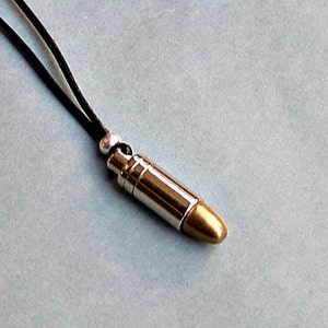 Men's Bullet Necklace, Pendant, Men's Silver Bronze Necklace Pendant, Mens Jewelry Mens Gift image 3