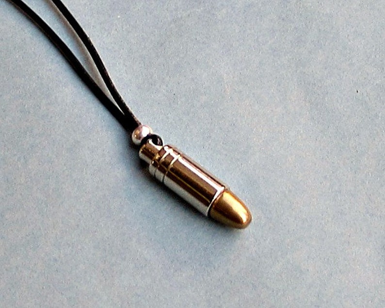 Men's Bullet Necklace, Pendant, Men's Silver Bronze Necklace Pendant, Mens Jewelry Mens Gift image 3