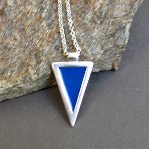 Geometric Triangle Men&#39;s Necklace: Stainless Steel Silver Plated Chain