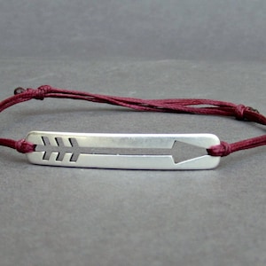 Silver Arrow Charm Bracelet: Adjustable Cord Bracelet for Men