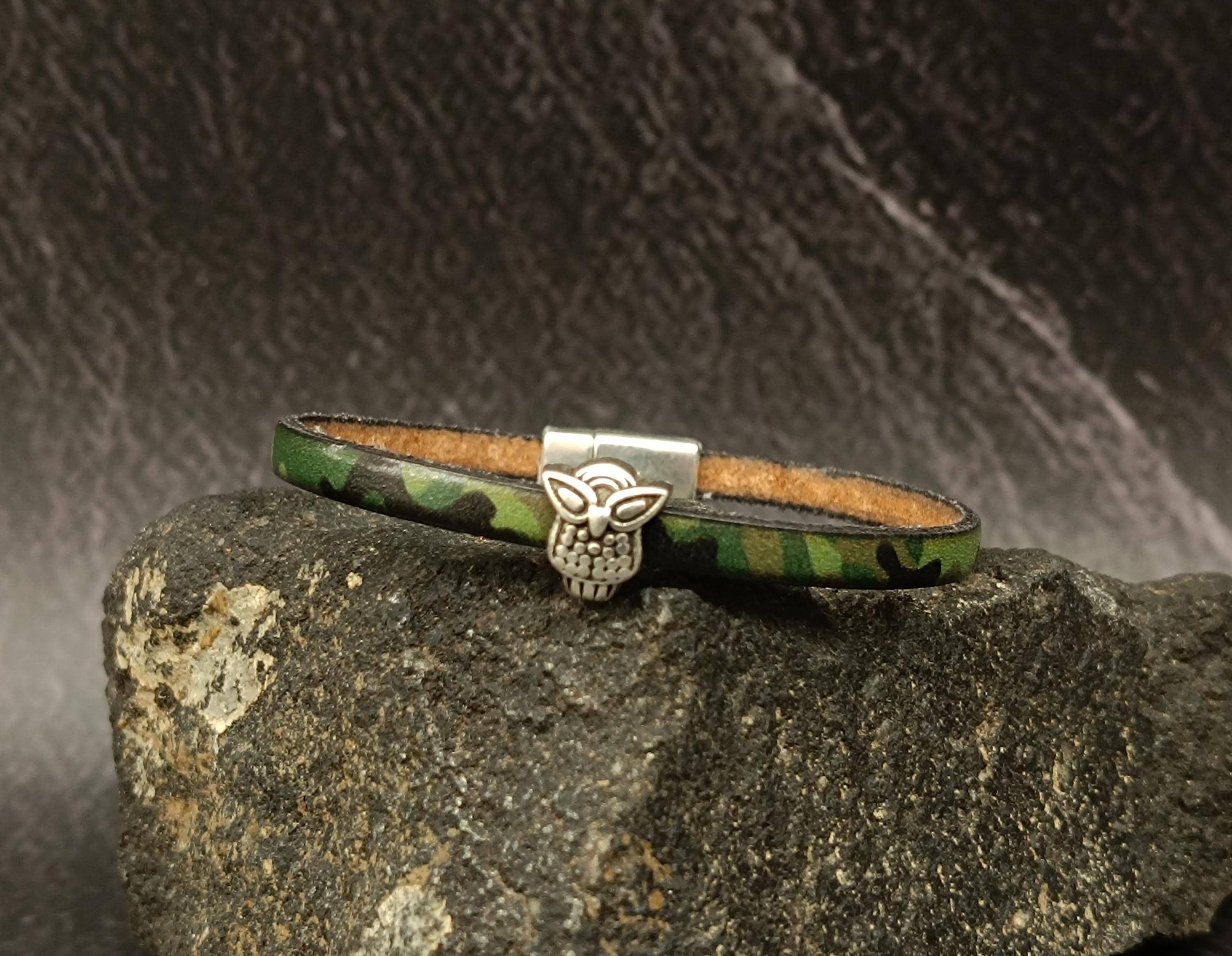 Owl Bracelet, Minimal Multicolor Unisex Printed Leather Bracelet Boyfriend Gift Customized On Your W