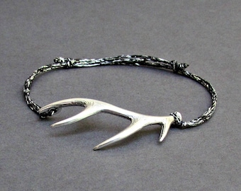 Deer Horns Bracelet, Men's Bracelet, Silver Deer Horns, Bracelet For Men, Gift For Him, Horns, Unisex Bracelet, Adjustable