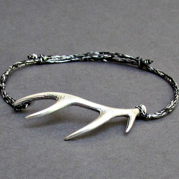 Deer Horns Bracelet, Men's Bracelet, Silver Deer Horns, Bracelet For Men, Gift For Him, Horns, Unisex Bracelet, Adjustable