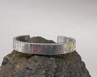 Hammered Aluminum Cuff Bracelet: Unisex Gift, 10mm Wide