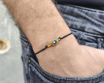 Evil Eye Bracelet: Minimalist Cord Bracelet, Good Luck Charm