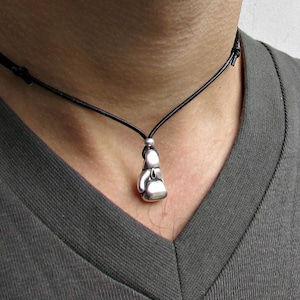 Boxing Gloves Necklace Pendant,Men&#39;s Silver Charm, Cord Necklace Pendant, Adjustable