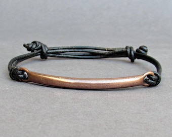 NEW DESIGN Men's Copper Bar Bracelet, Copper Cord Bracelet For Men, gift for him, Boyfriend Gift, Mens Jewelry Adjustable