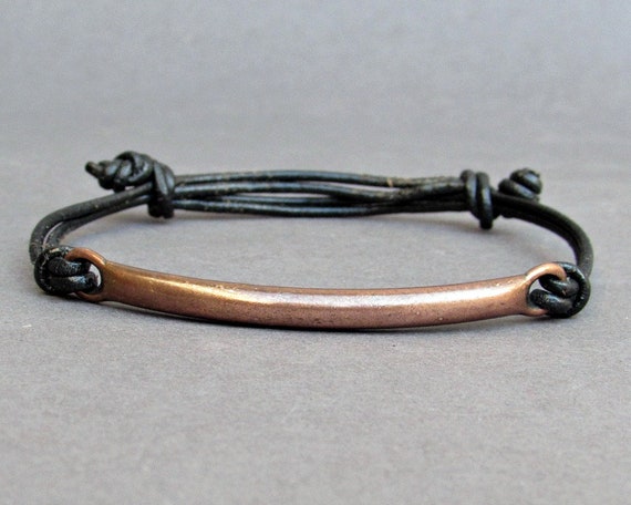 NEW DESIGN Men's Copper Bar Bracelet, Copper Cord Bracelet for Men