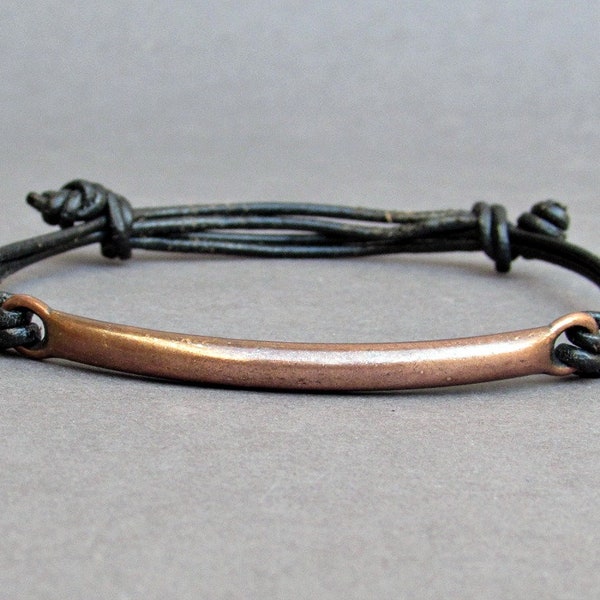 NEW DESIGN Men's Copper Bar Bracelet, Copper Cord Bracelet For Men, gift for him, Boyfriend Gift, Mens Jewelry Adjustable