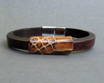 Herren Python Leder Armband: Magnetverschluss, Maßgeschneidert