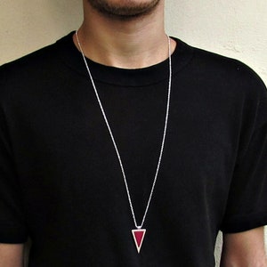 Men&#39;s Triangle Necklace Men&#39;s Geometric Necklace Men&#39;s Silver Necklace Adjustable Mens Jewelry