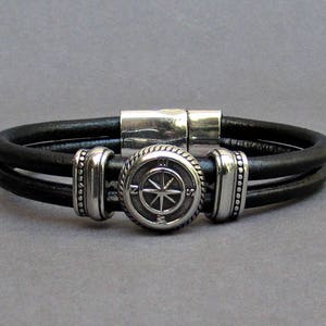Compass Bracelet Mens Leather Bracelet, Leather Bracelet For Men, For Husband,  For Boyfriend, For Him, Boyfriend Gift, Mens Gift