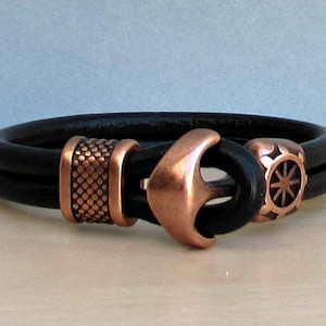 Anchor Bracelet Mens Leather bracelet Cuff Nautical Sailing Bracelet Customized On Your Wrist