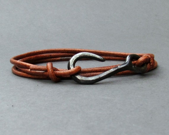 Fish Hook Bracelet for Men Nautical Anchor Wrap Mens Bracelet Arrowhead  Leather Bracelet Adjustable 