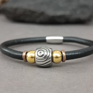 Mens Beaded Bracelet, Mens Leather, Beaded Boho Bracelet, Bracelet For Him, Customized On Your Wrist