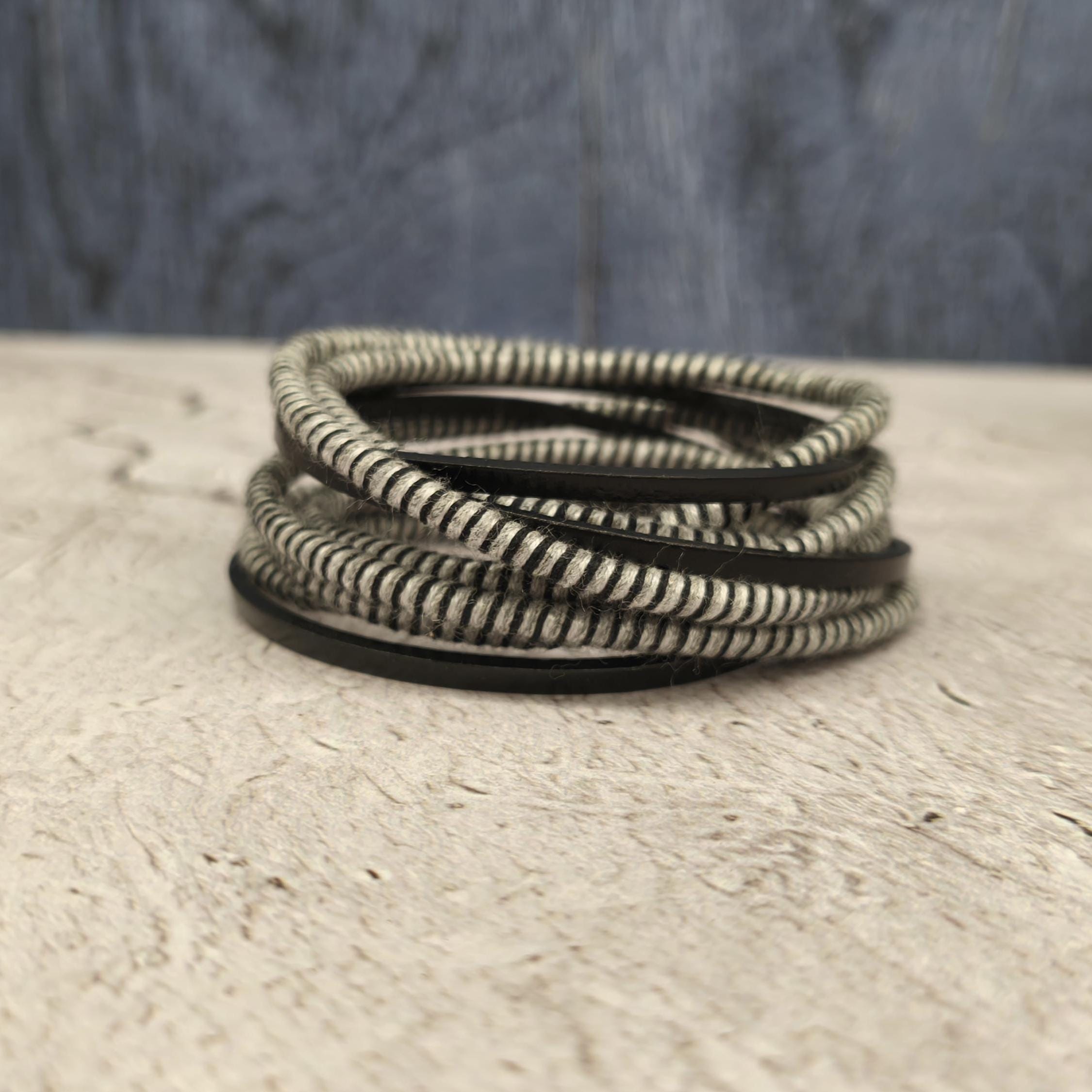 Bundle of Black and White Leather Bracelets Amazon.com: Black & White Braided Layer Leather Bracelet  main image 2