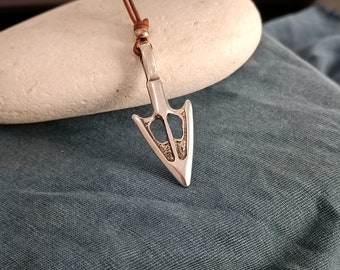 Collar de punta de flecha de plata para hombre: cordón de cuero ajustable, regalo de San Valentín