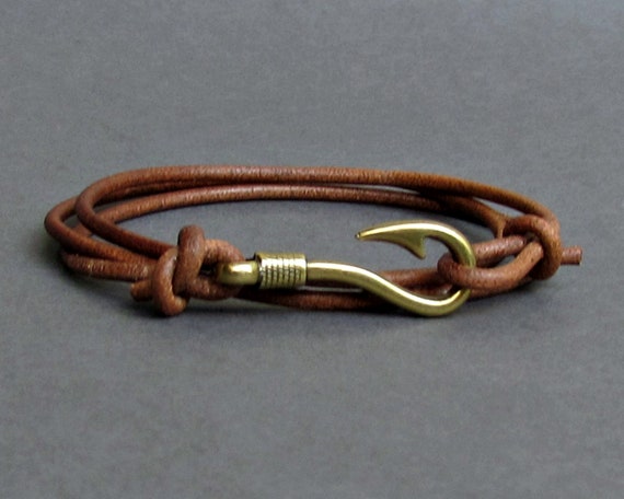 Fish Hook Leather Bracelet Boho Bracelet Mens Nautical Anchor Wrap Bracelet  Arrowhead Leather Bracelet Adjustable NEW 