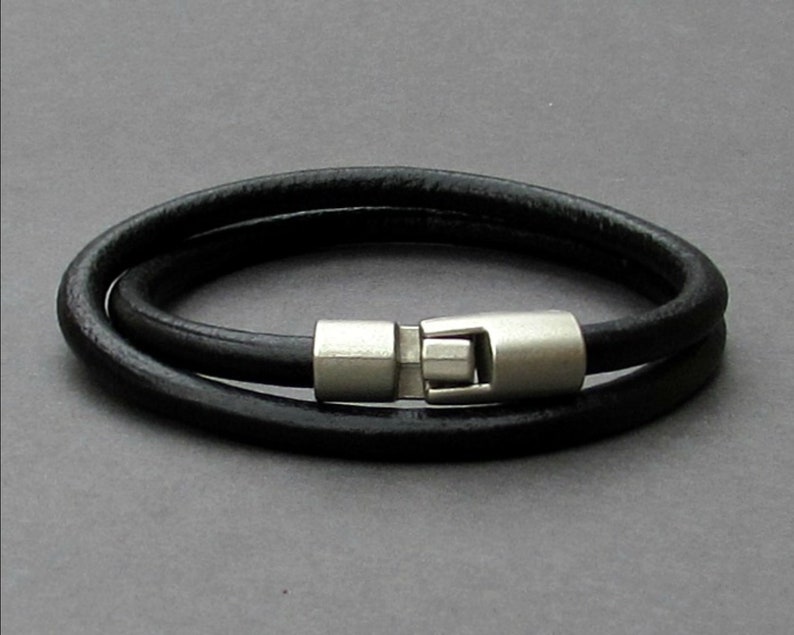 Double Wrap Hook Leather Bracelet Mens Leather Bracelet Etsy