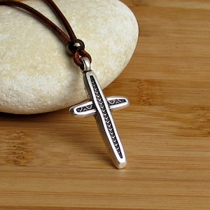 Men&#39;s Cross Necklace Pendant Men&#39;s Necklace Men&#39;s Silver Necklace Adjustable Mens Jewelry