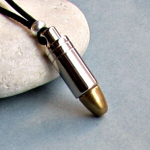 Men's Bullet Necklace, Pendant, Men's Silver Bronze Necklace Pendant, Mens Jewelry Mens Gift image 2