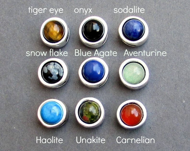 Men Leather Bracelet Hammered Gemstone Silver Bracelet Eye Etsy