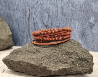 Boho Leather Wrap Bracelet: Unisex Cotton Cord, Magnetic Clasp