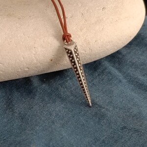 Men&#39;s Long Triangle Pendant Necklace: Geometric Silver Jewelry