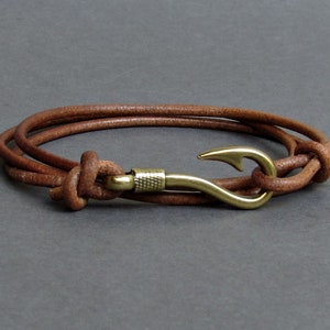 Leather Fish Hook Bracelet -  Australia