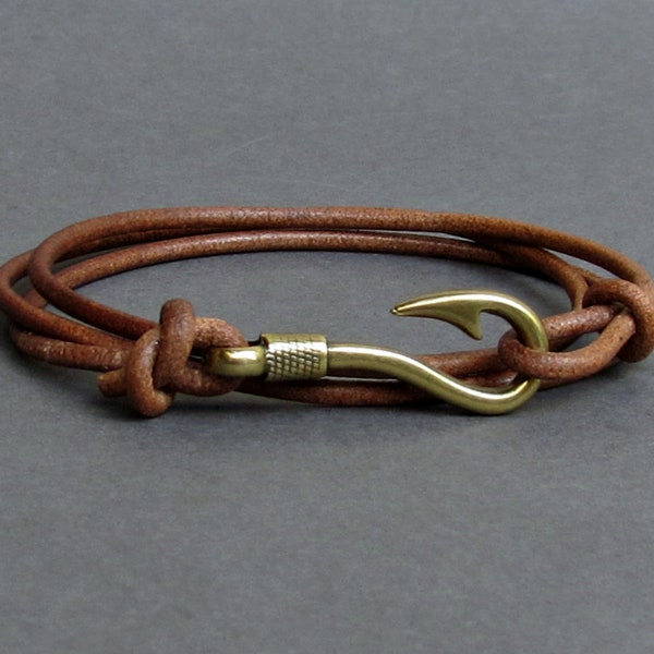 Fish Hook Leather Bracelet Boho Bracelet Mens Nautical Anchor wrap Bracelet Arrowhead Leather Bracelet Adjustable
