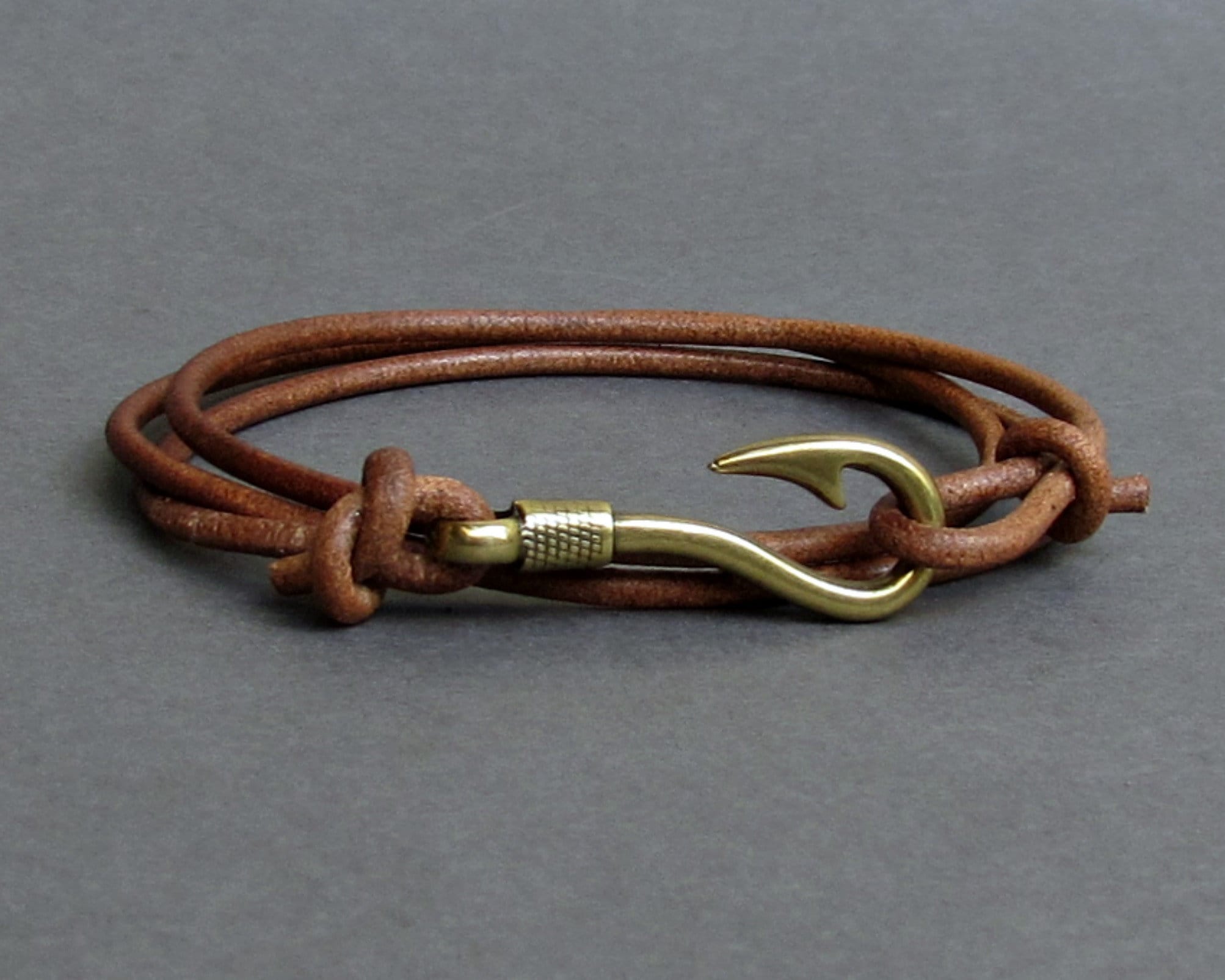 ブレスレット [LANARCH][2179] Black Leather Hook Bracelet Leather Fish Hook Bracelets - Etsy