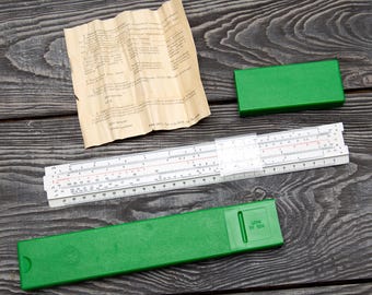 Soviet Slide Rule LSLO-250-10P  with Original Case & Manual USSR 1977 Vintage Engineering Tool