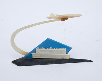 Soviet kitch miniature souvenir 1960-70s Odessa Aeroport airplane figurine Memorabilia collectible Plastic