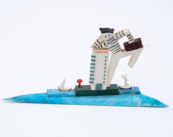 Soviet kitch miniature souvenir 1960-70s Odessa Zatoka Sea Riviera Beach Memorabilia collectible Plastic