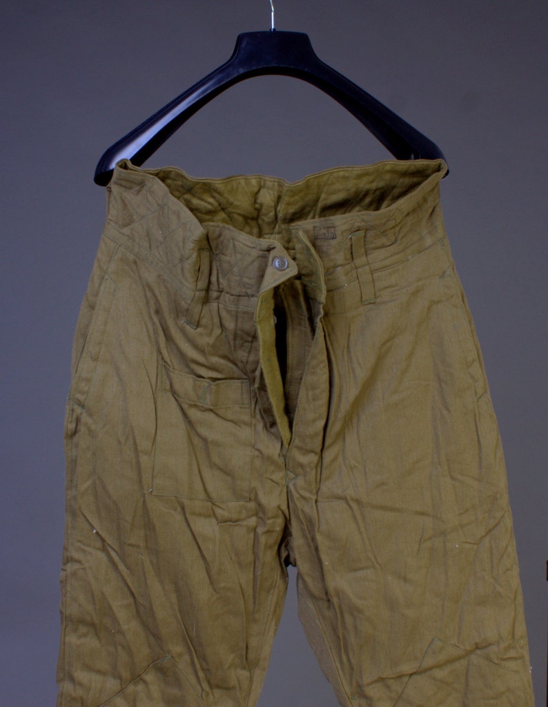 Vintage Unisex High Waisted Green Pants 1970s New Russian Military Soviet Winter Padded PANTS Uniform USSR sizes 54-6 2XL US 4042