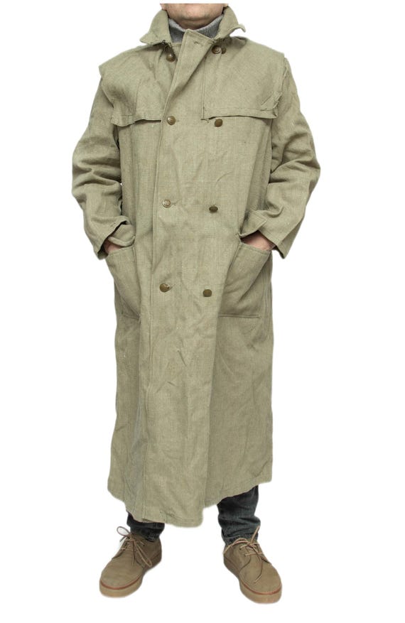 Vintage Soviet Army Canvas Raincoat USSR Military Cloak NOS