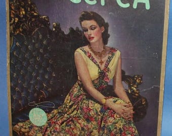 50s cepea fabric advertising poster England UK design   Britain English vintage  textile girl post-war