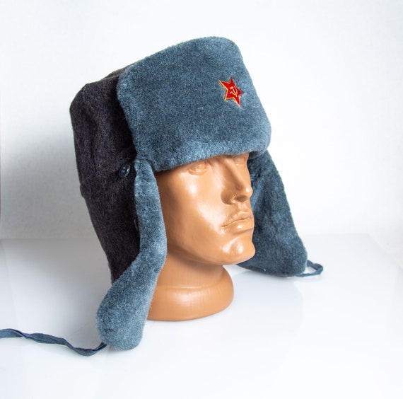 Gift for Him Soviet Military Bear Skin Hat Size 60 Ushanka 2XL L