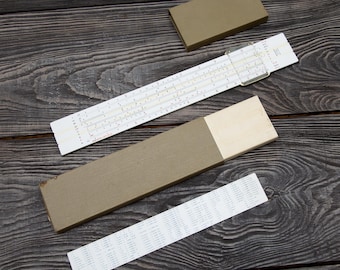 Vintage ARISTO STUDIO Slide Rule 1950s Nr. 968  with Original Case, Germany Plastic Engineer Tool Mid-Century Scientific Instrument