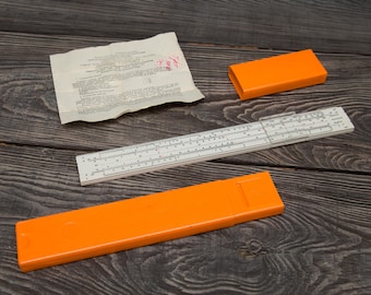 Soviet Slide Rule LSLO-250-10P  with Orange Case & Manual USSR 1976 Vintage Engineering Tool