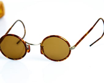 1930s Steampunk Sunglasses Teashades New Vintage WW2 USSR Bakelite Turtle Brown Round Lens antique round sunglasses  Father's Day gift
