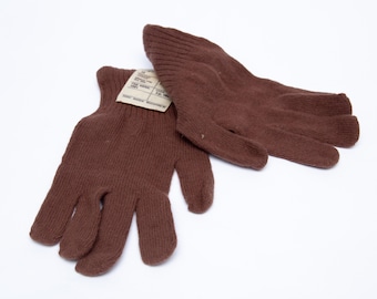 Vintage new soldier gloves wool USSR Soviet Russian uniform army brown 1990s