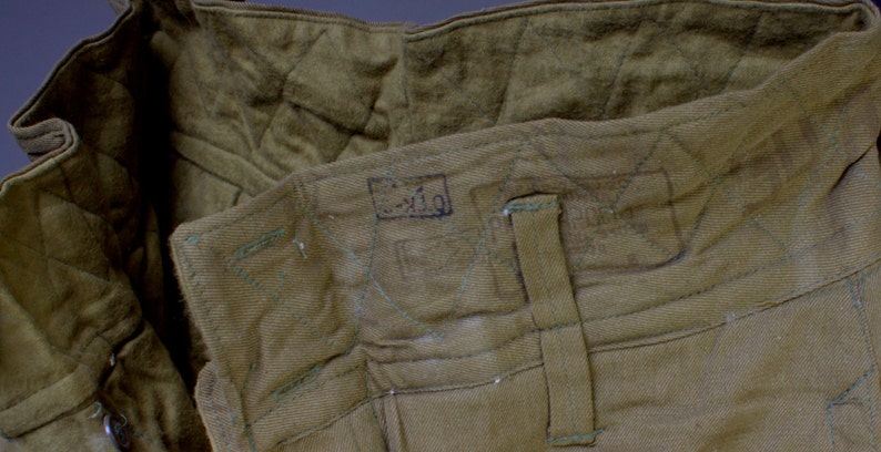 Vintage Unisex High Waisted Green Pants 1970s New Russian Military Soviet Winter Padded PANTS Uniform USSR sizes 54-6 2XL US 4042
