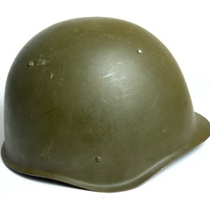 SSH-60 Size 2 Vintage Soviet hard hat Steel Helmet USSR metal rivets leather strap black inner Army soldier new VTG 1970s