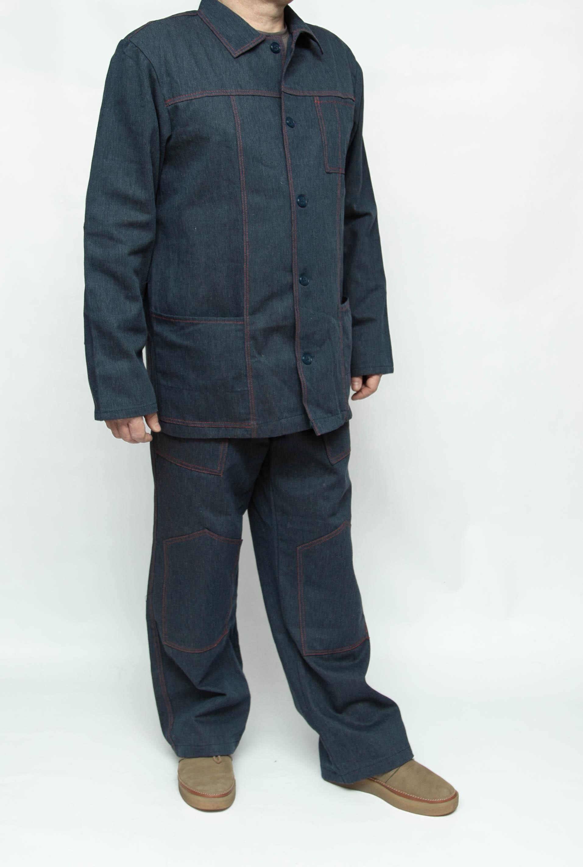 趣味 VINTAGE WORKWEAR Vintage Industrial Workwear USSR Deep Indigo Denim Work Suit Red