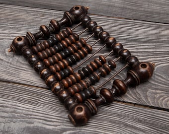 Antique Russian Abacus Schoty 19th C Double 4-Bead Rows Wood Calculator